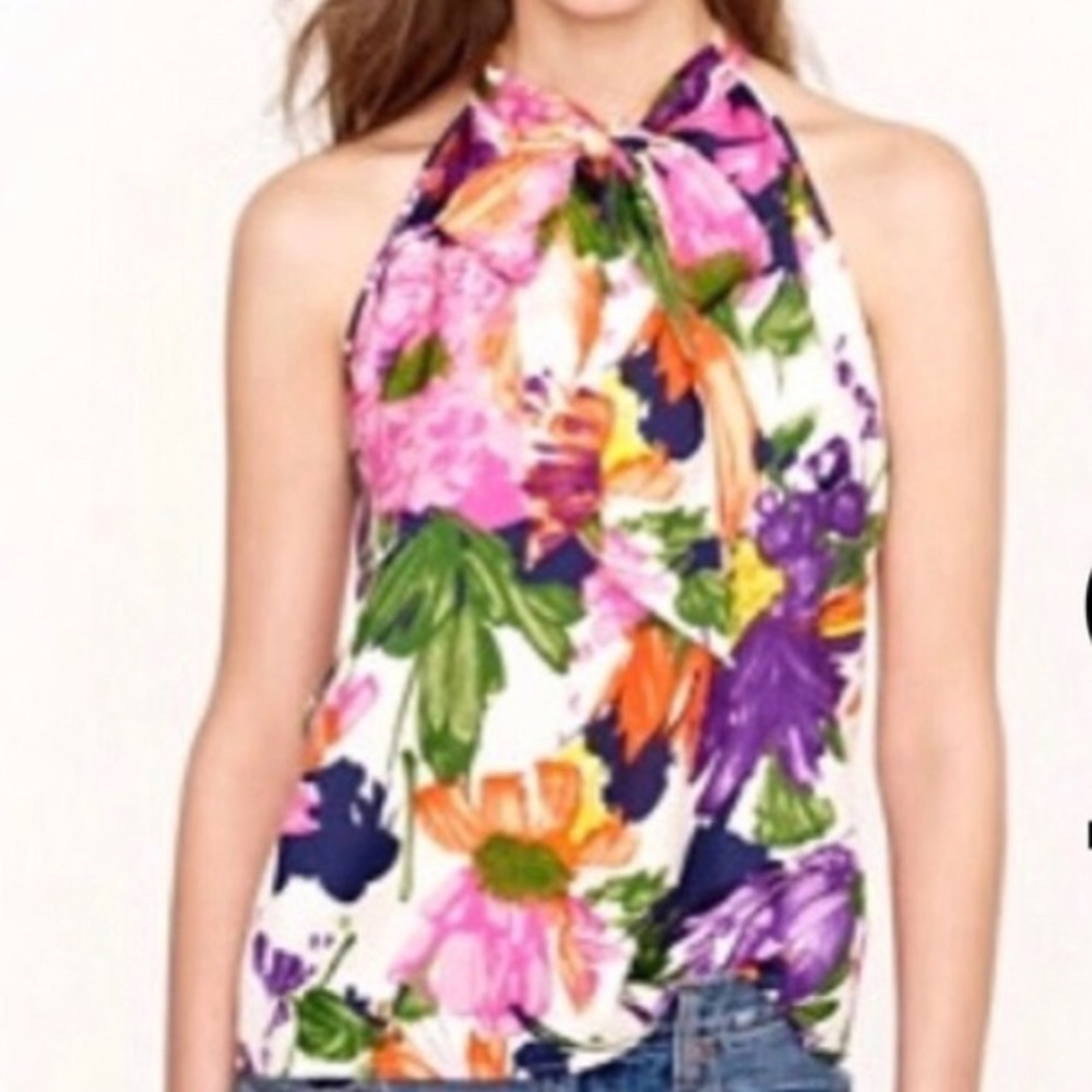 J. Crew Silk Floral Halter Top